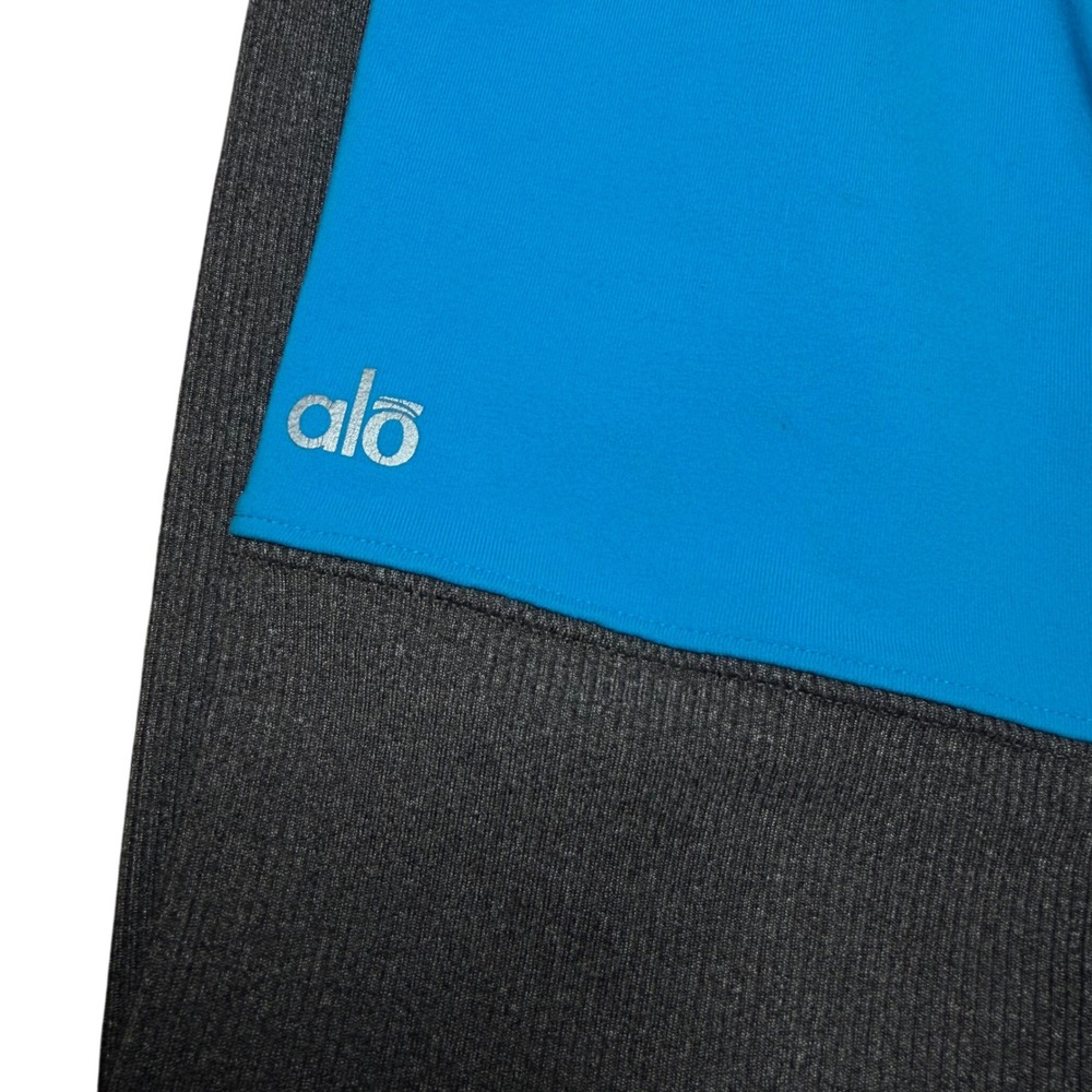 Alo Yoga Goddess Leggings Electric Blue Gray Ribbed Leg Warmer Yoga Pant Small - Picture 4 of 5